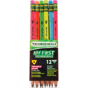 My First&reg; Tri-Write&trade; Wood-Cased Pencils, Neon Assorted, 12 Count