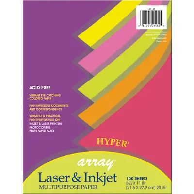 Pacon  Hyper Multi-Purpose Paper, 5 Assorted Colors,  8-1/2