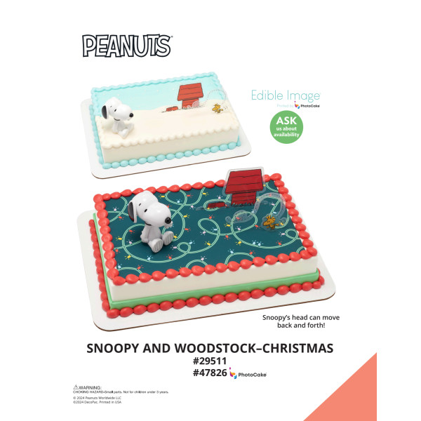 Peanuts® Snoopy® and Woodstock® Christmas The Magic of Cakes® PhotoCake® Enhanced Background and Icing Page