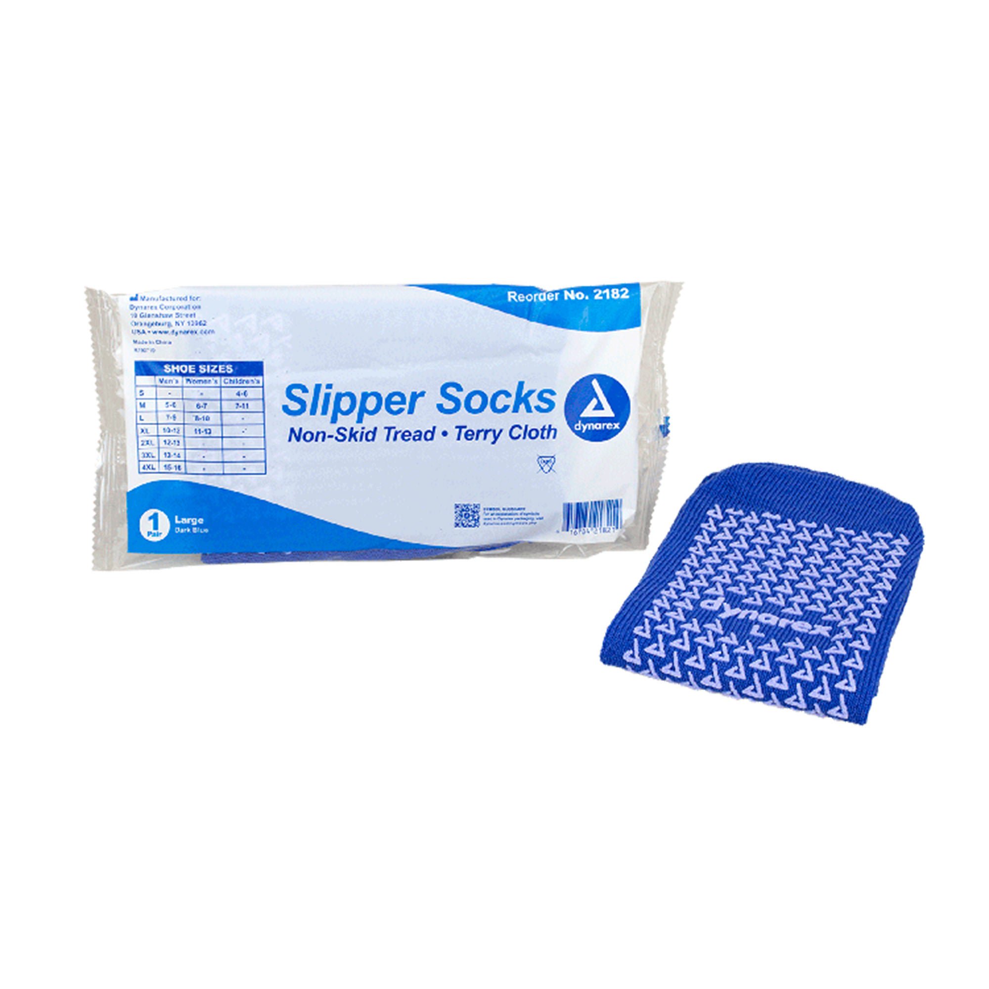 dynarex® Single Tread Slipper Socks, Large, Blue