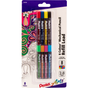 8 Color Pencil Lead Refill (2.0mm), Assorted Colors, 8-Pack