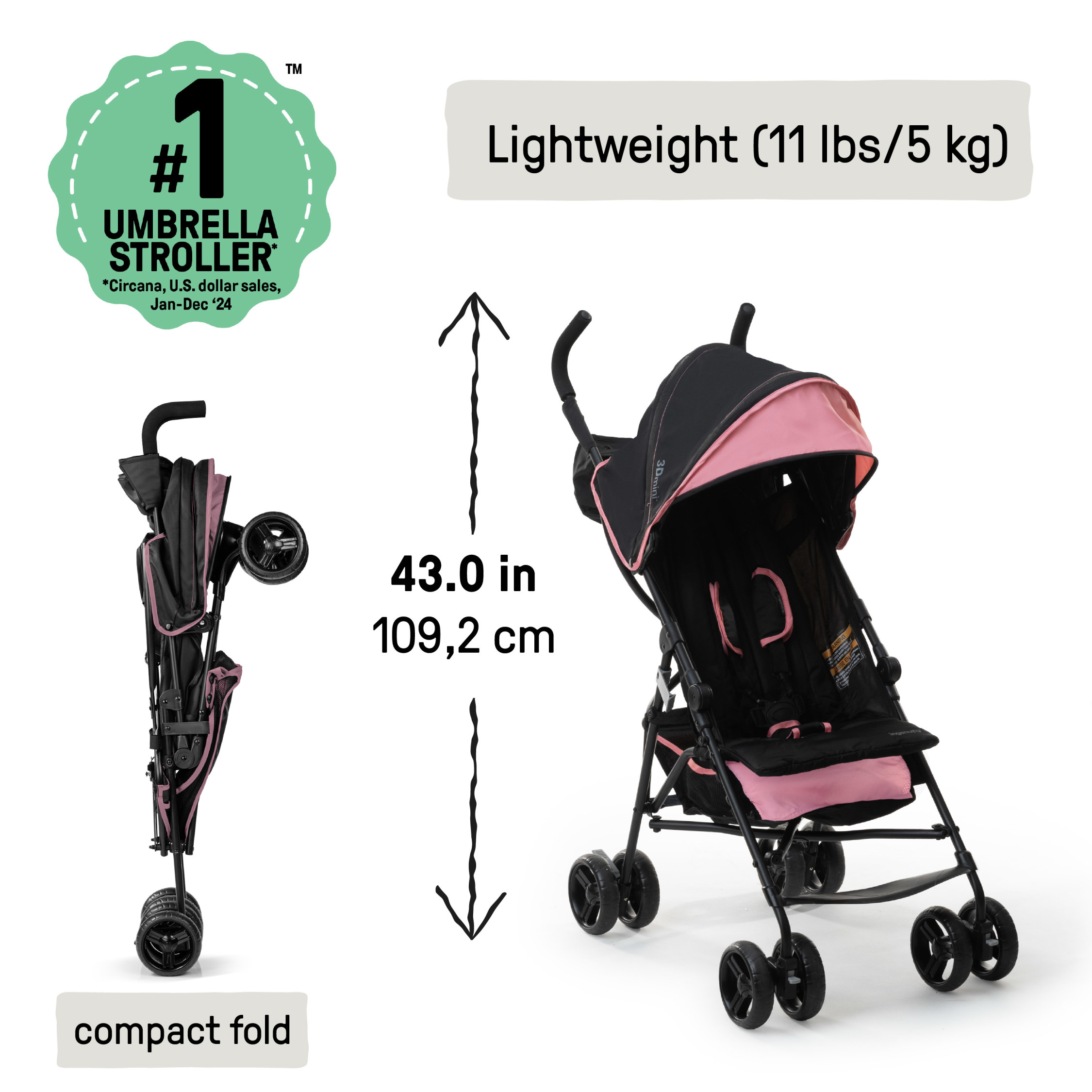 Ingenuity 3Dmini Convenience Stroller - Pink