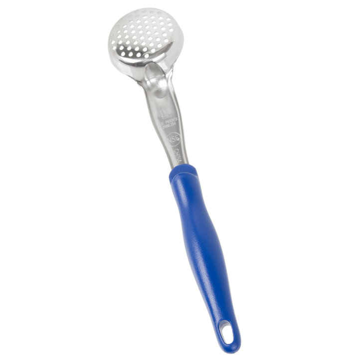 2-ounce one-piece heavy-duty perforated round Spoodle® utensil with blue nylon handle