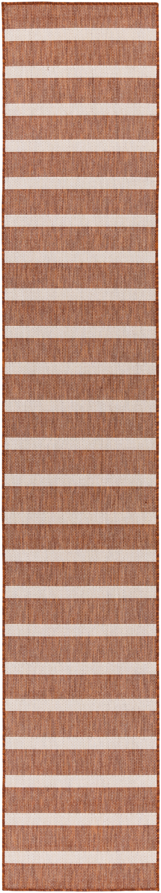 Nourison Positano 2'2" x 12' Terracotta Ivory Modern Rug