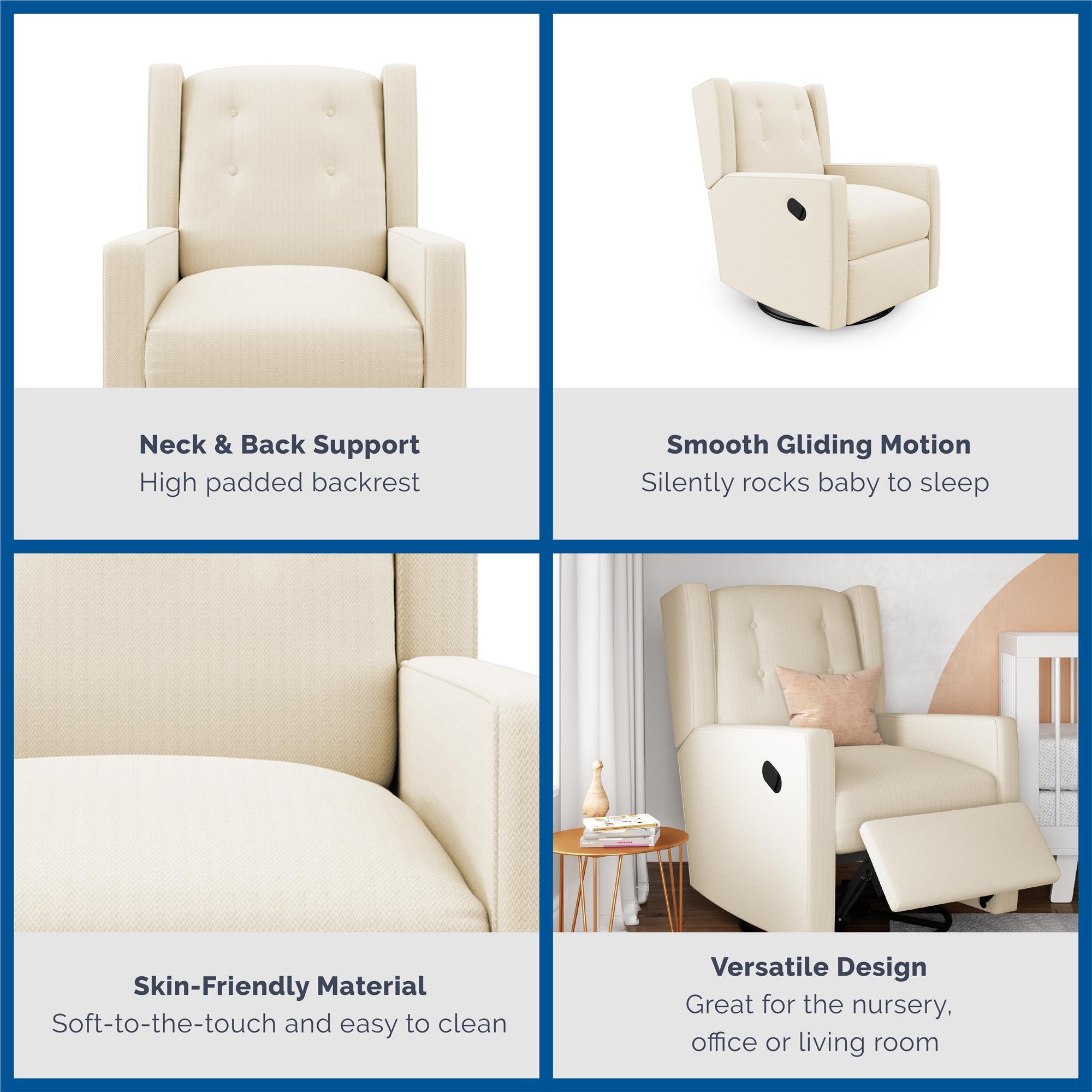 Baby Relax Mikayla 4-in-1 Nursery Swivel Glider Rocker Recliner