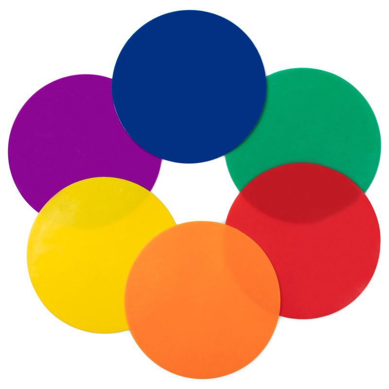 Round Poly Spot Markers, 10", 6 Assorted Colors