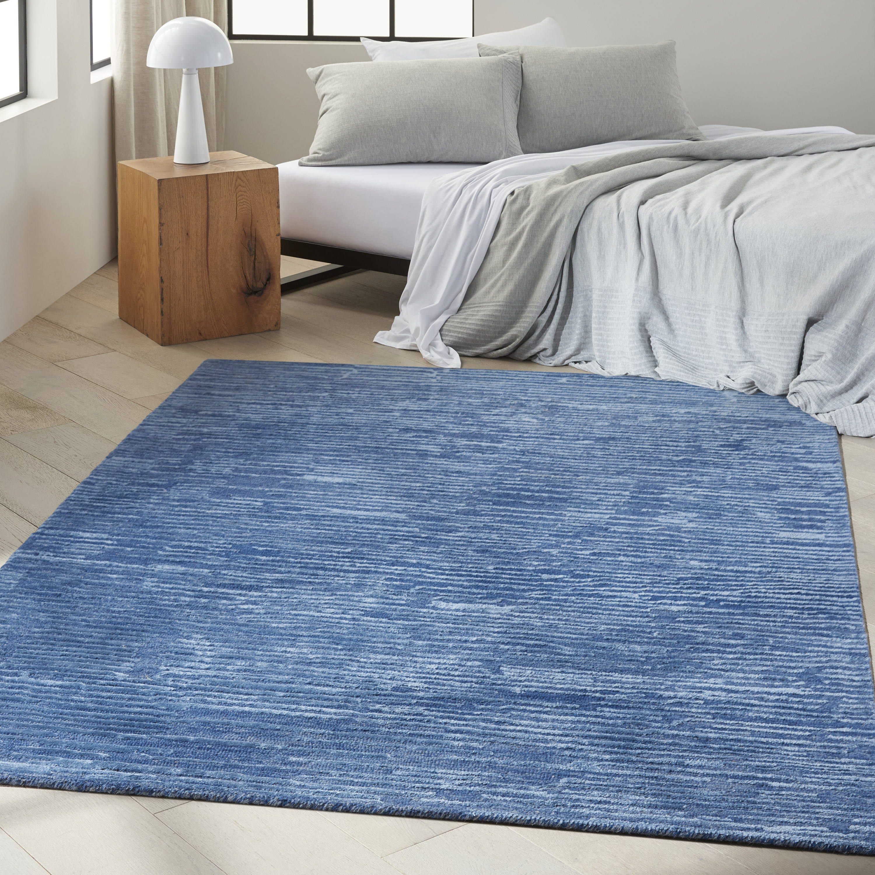 Calvin Klein CK010 Linear 3'9" x 5'9" Blue Modern Indoor Rug