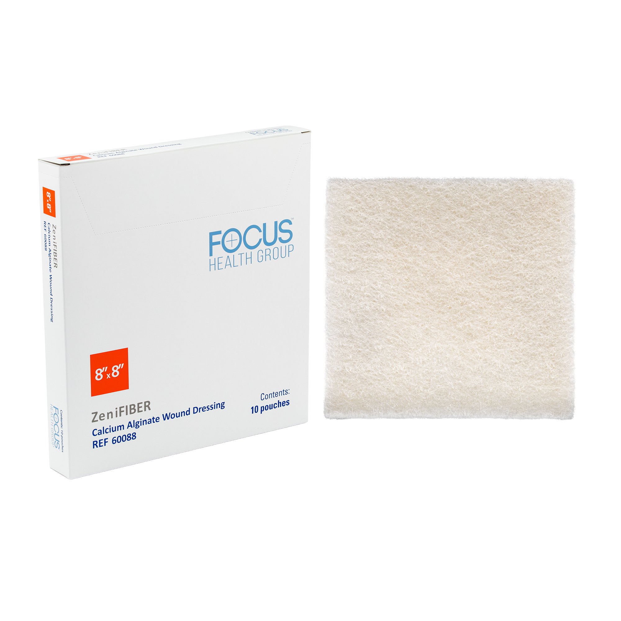 Focus Health Group DRESSING, CALCIUM ALGINATE ZENFIBER 8"X8" (10/BX)