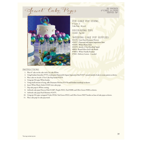 Jewel Cake Pops Wedding Cake Decorating Instruction Card Decopac