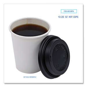 Boardwalk, Hot Cup Lids, Fits 10 oz to 20 oz Hot Cups, Black