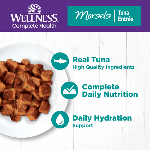 The benifts of Wellness Complete Health Morsels Cubed Tuna Entree
