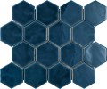Vibes Navy 3″ Hexagon Mosaic Glossy