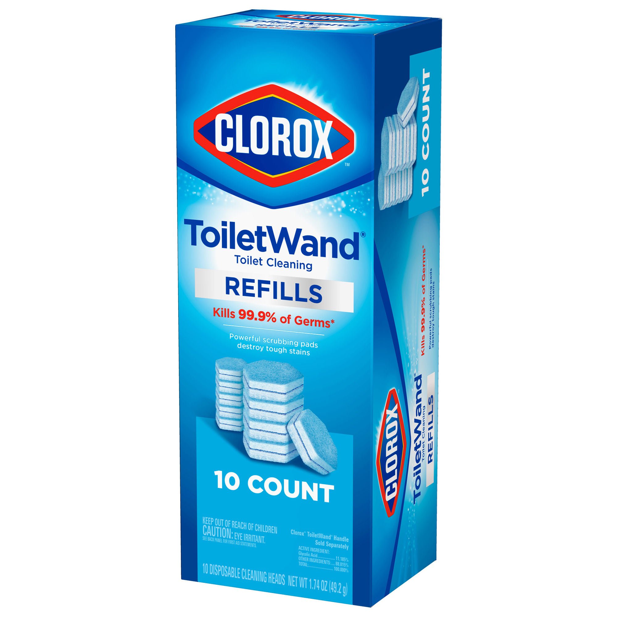 Toilet Bowl Cleaner Disinfecting Refill Pads Clorox® Blue / White, 3 Inch, Sponge Head