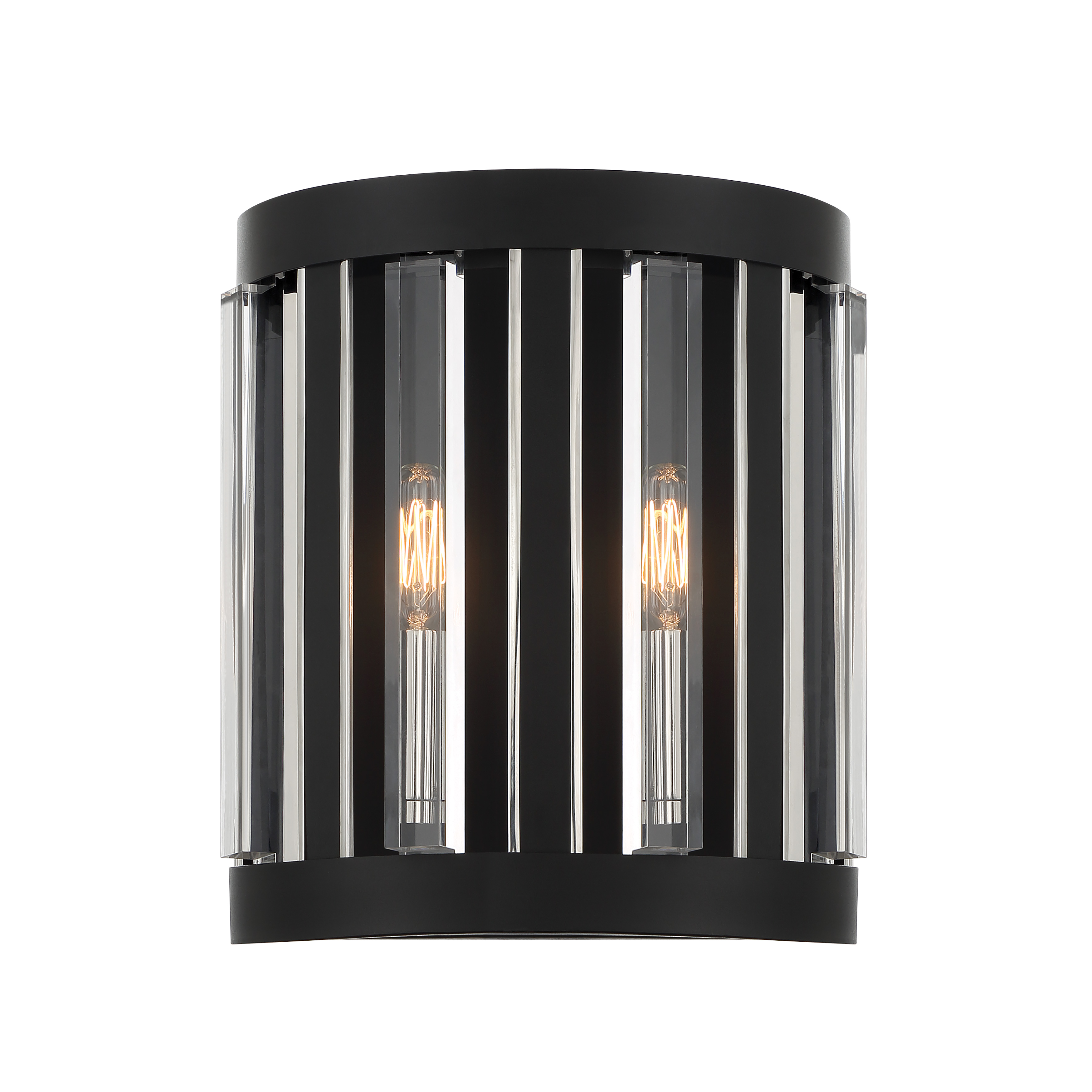 The Majestic Splendor wall sconce combines polished nickel and sand coal finishes with acrylic accents for a sophisticated contemporary look. Compact at 10.38" wide, it's perfect for bathrooms, hallways, and powder rooms. - alternate view