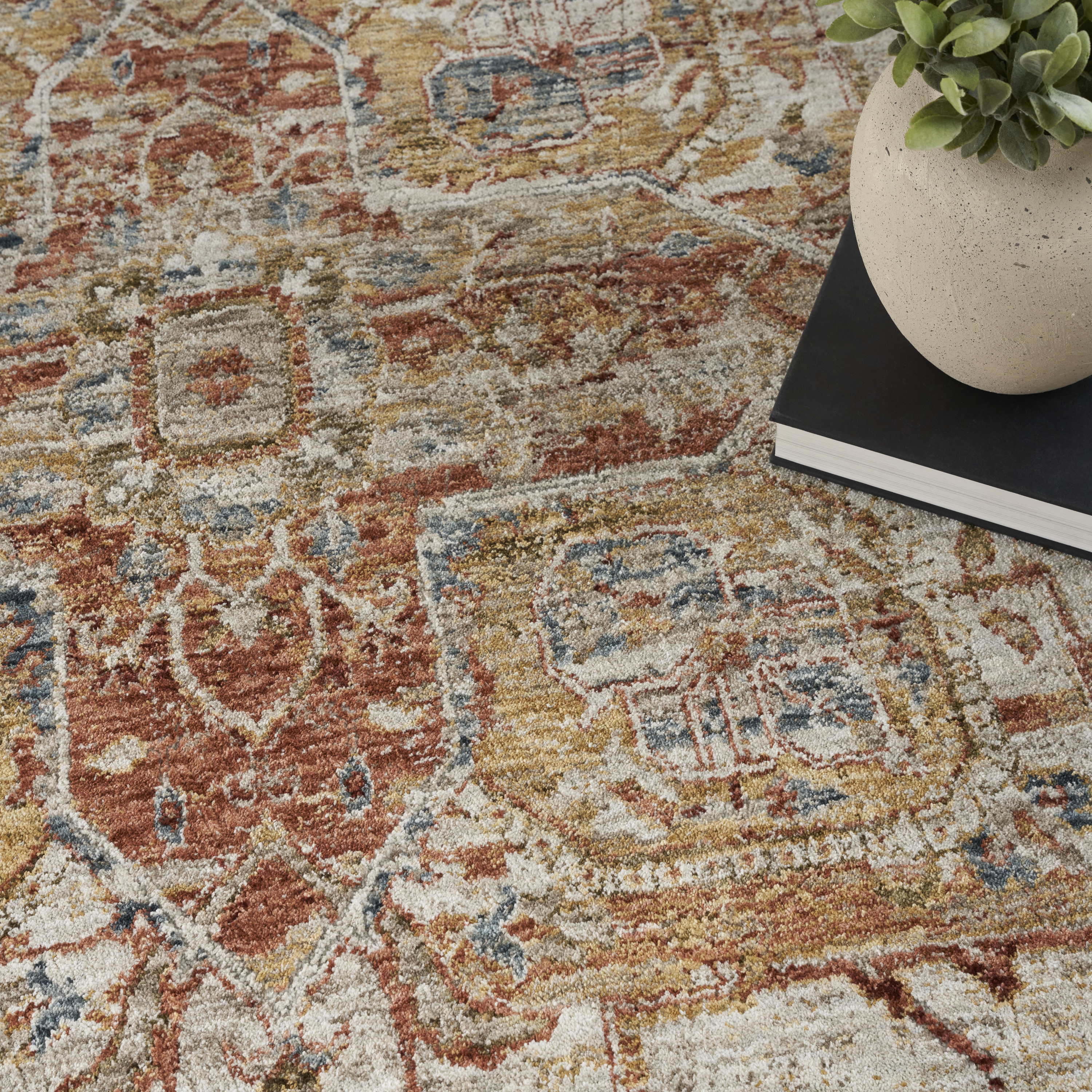 Nourison Sahar 9'3" x 12'7" Ivory Rust Vintage Indoor Rug