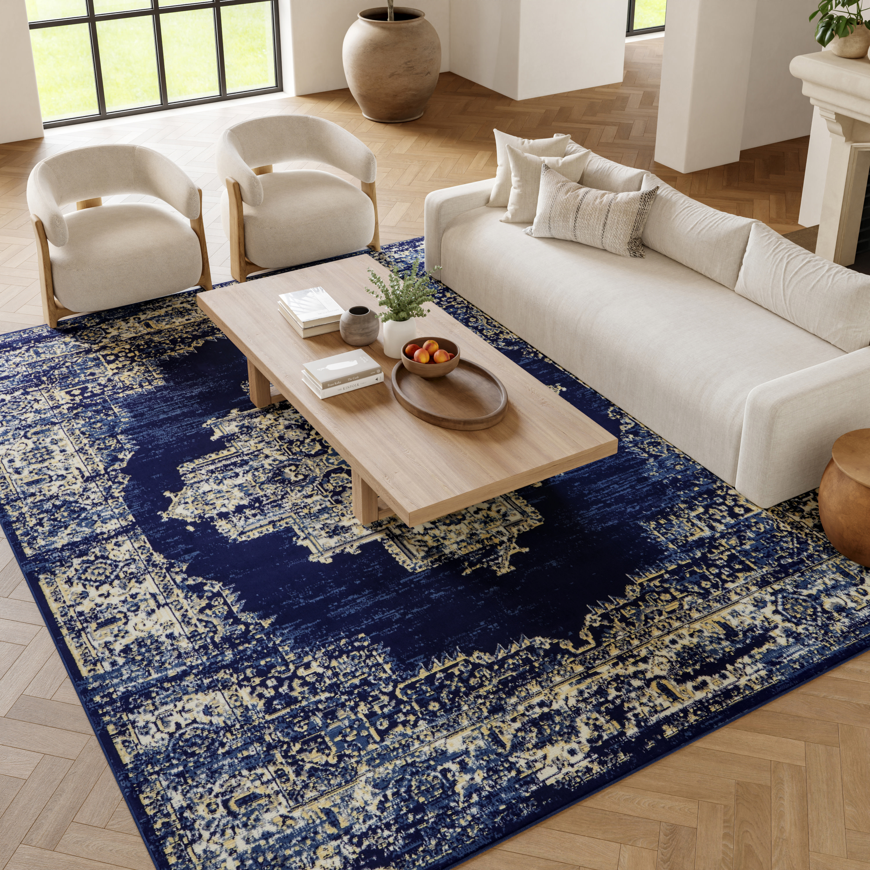 Nourison Grafix 6' x 9' Navy Blue Vintage Indoor Rug