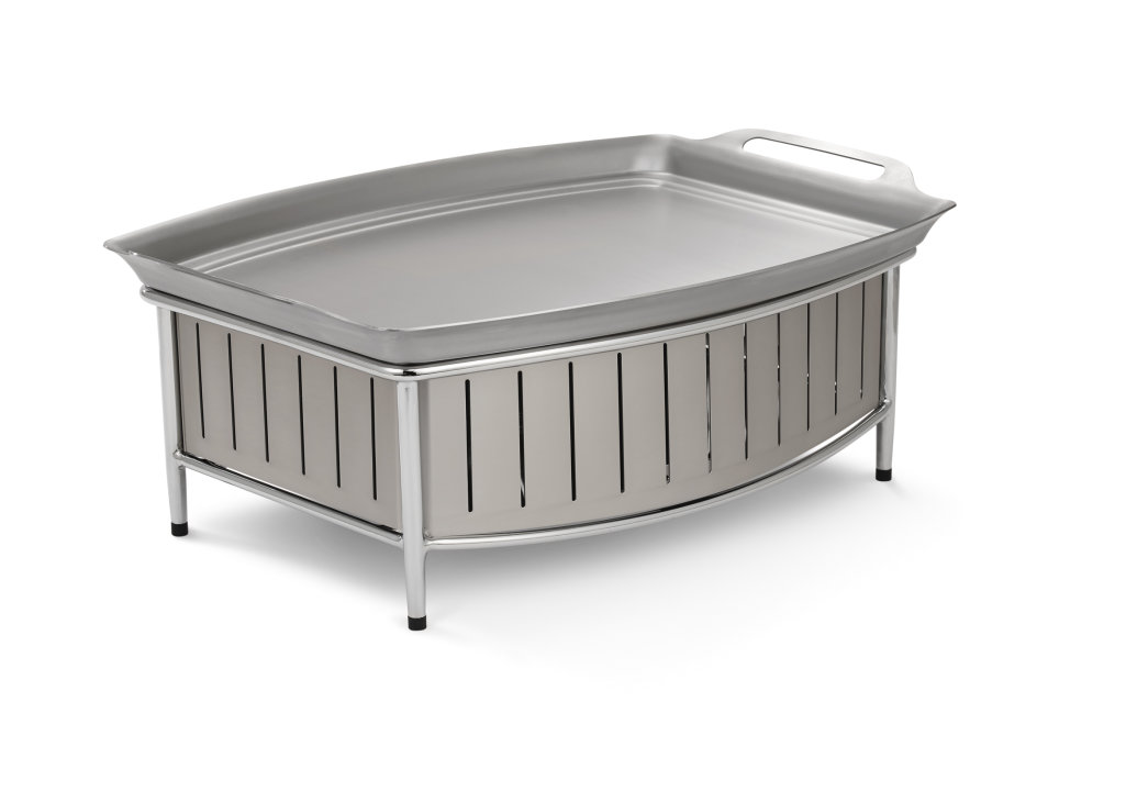 Stainless steel griddle pan for large contoured buffet station