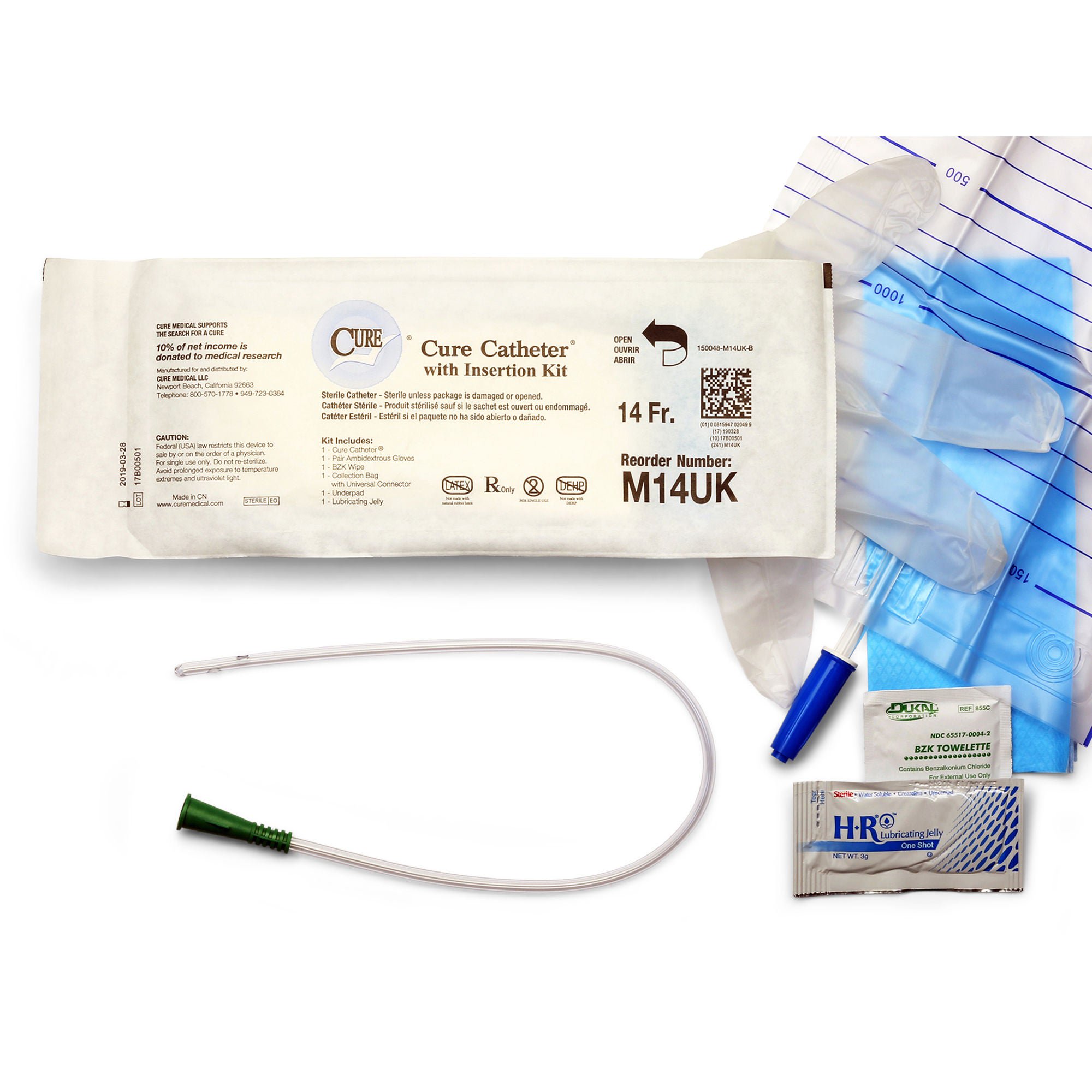 Cure Medical® Urethral Catheter, Pocket/U-Shape
