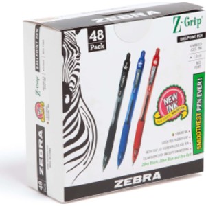 Z-Grip Retractable Ballpoint Pen, 1.0 mm, Assorted, 48-Pack