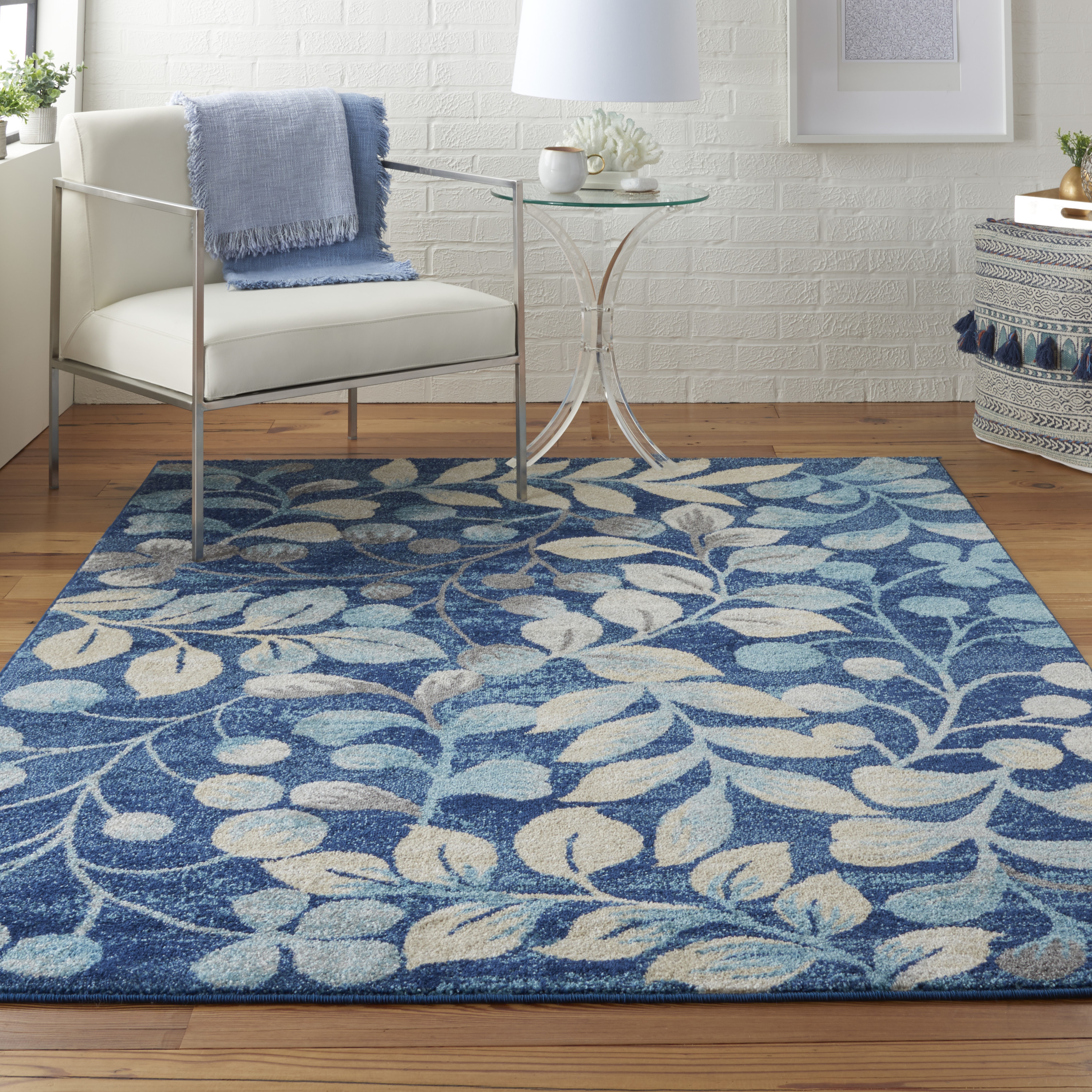 Nourison Tranquil 5'3" x 7'3" Navy Farmhouse Indoor Rug