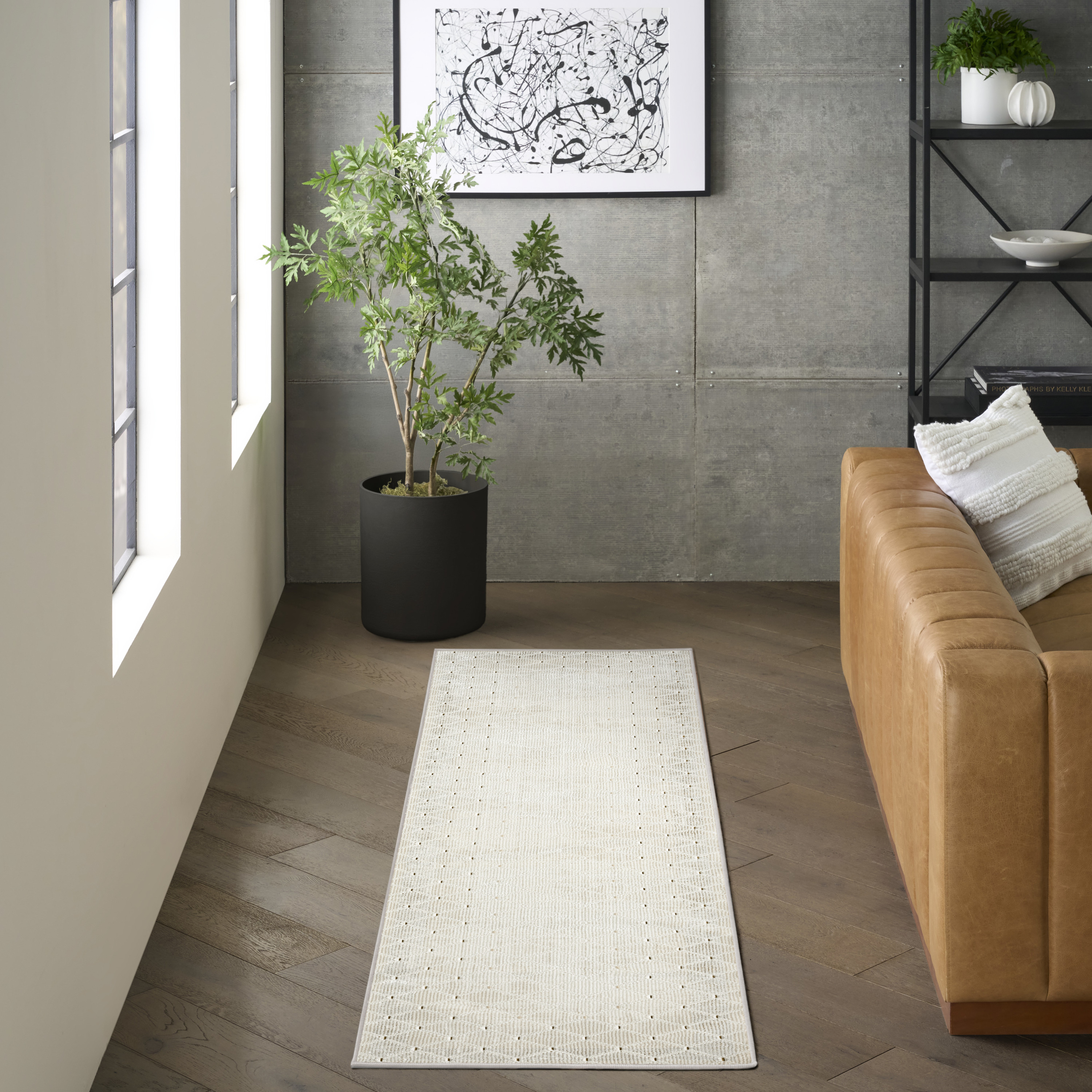 DKNY Grand Street 2'2" x 10' Ivory Modern Indoor Rug