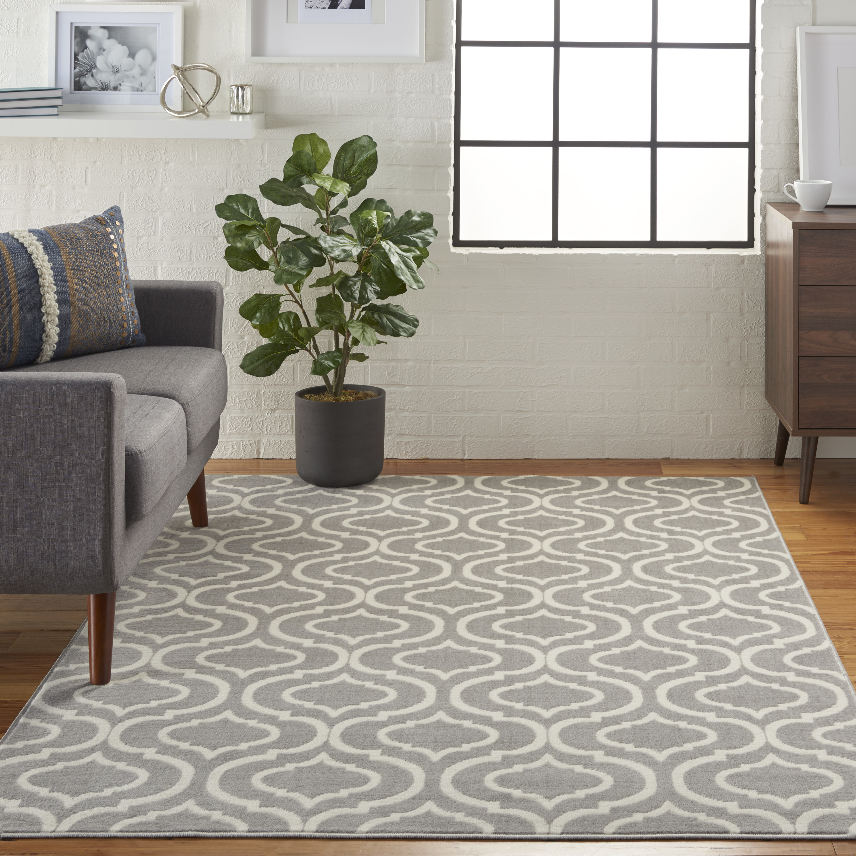 Nourison Jubilant 5'3" x 7'3" Grey Contemporary Indoor Rug