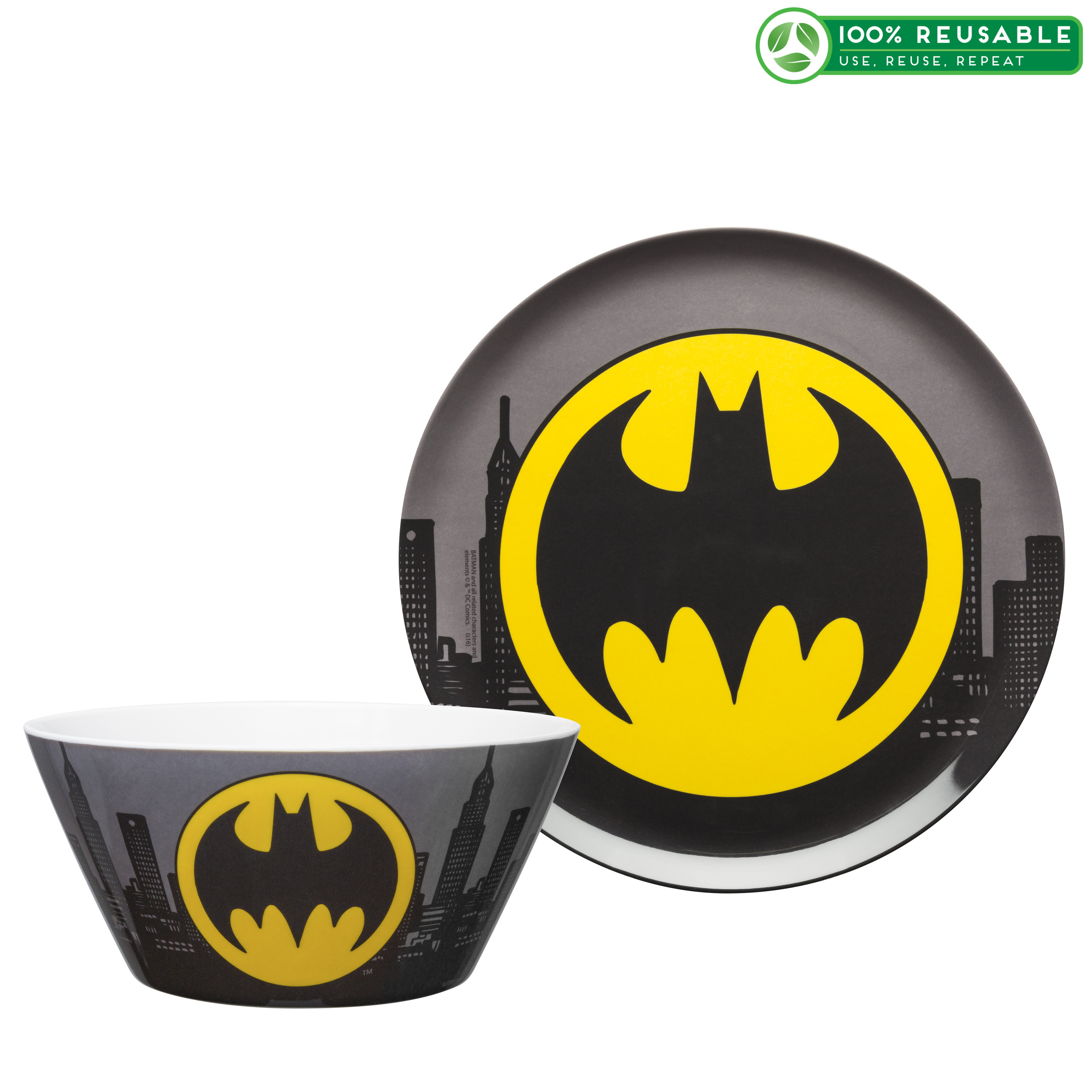 DC Comics Plate and Bowl Set, Batman, 2-piece set slideshow image 1 DC Comics Plate and Bowl Set, Batman, 2-piece set slideshow image 1