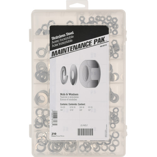 Stainless Steel Nut and Washer Assortment Kit (210-Piece)