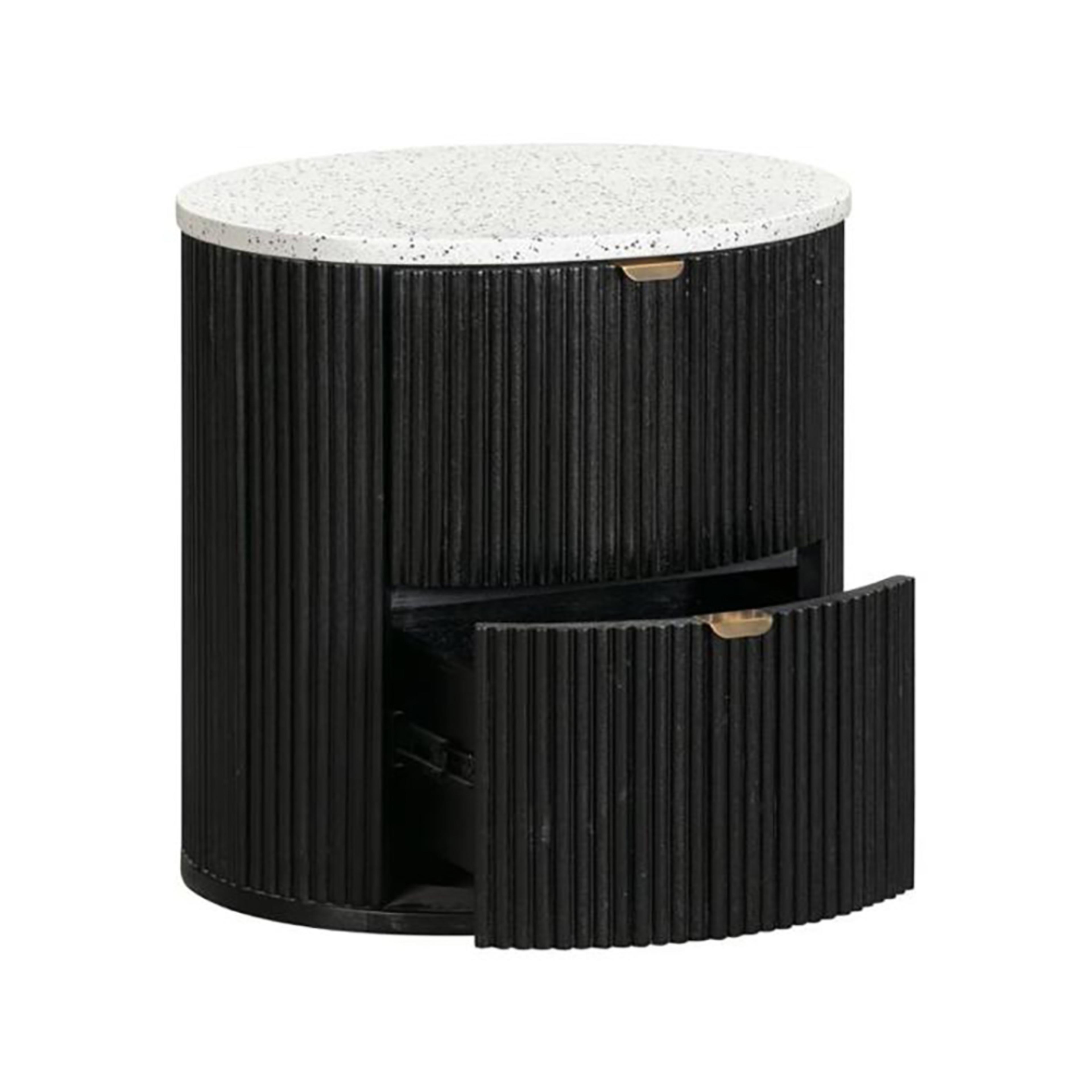 Product image of the  Razzo Bedside Table (2 Drawer), Black from Forty Winks