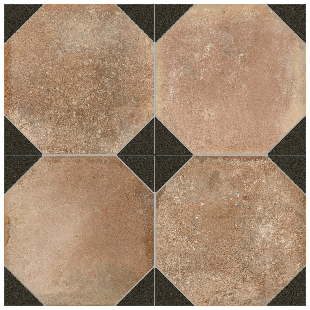 Kings Nonna with Black Corner 17-7/8 in. x 17-7/8 in. Porcelain Floor and Wall Tile
