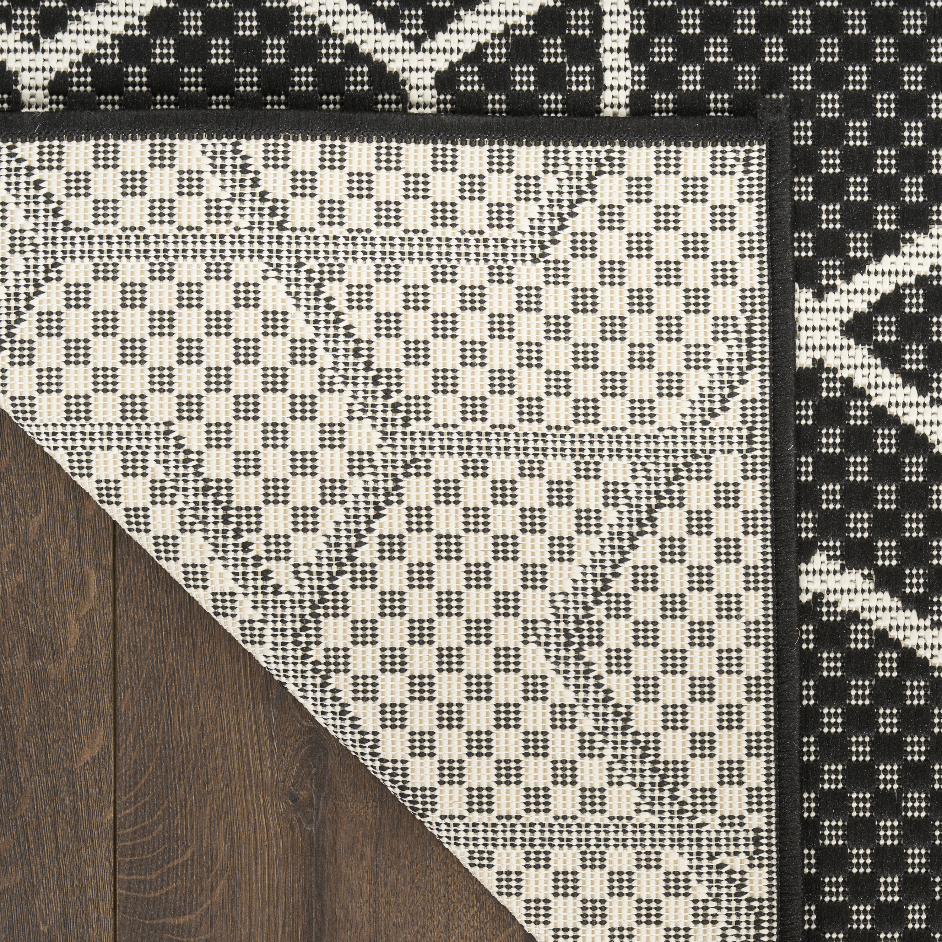 Nourison Horizon Indoor/Outdoor 9' x 12' Black Modern Rug
