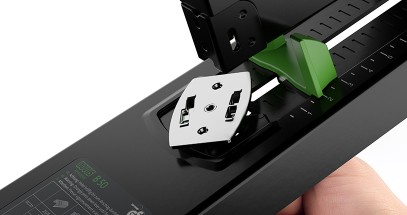 The staplers bypass system prevents overlap of staple legs when stapling smaller quantities.