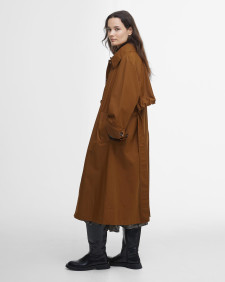 Beatrix Showerproof Trench Coat Rust Brown/Sky Dress Tartan