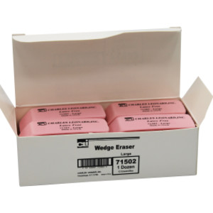 Eraser, Synthetic, Latex Free, Wedge Shape, Pink, Large, Box of 12