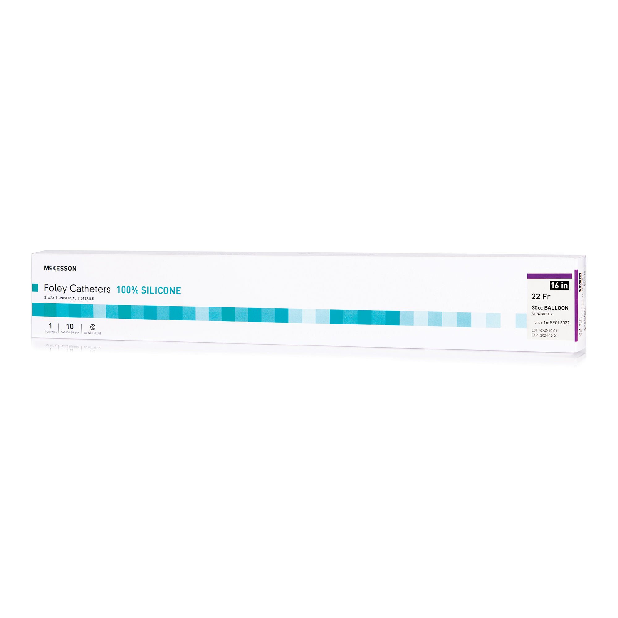 McKesson Silicone Foley Catheter, Standard Tip, 22 Fr., 30 cc