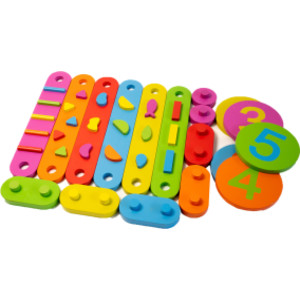 Wood Obstacle Course Balance Path with Numbers, 17 Pieces