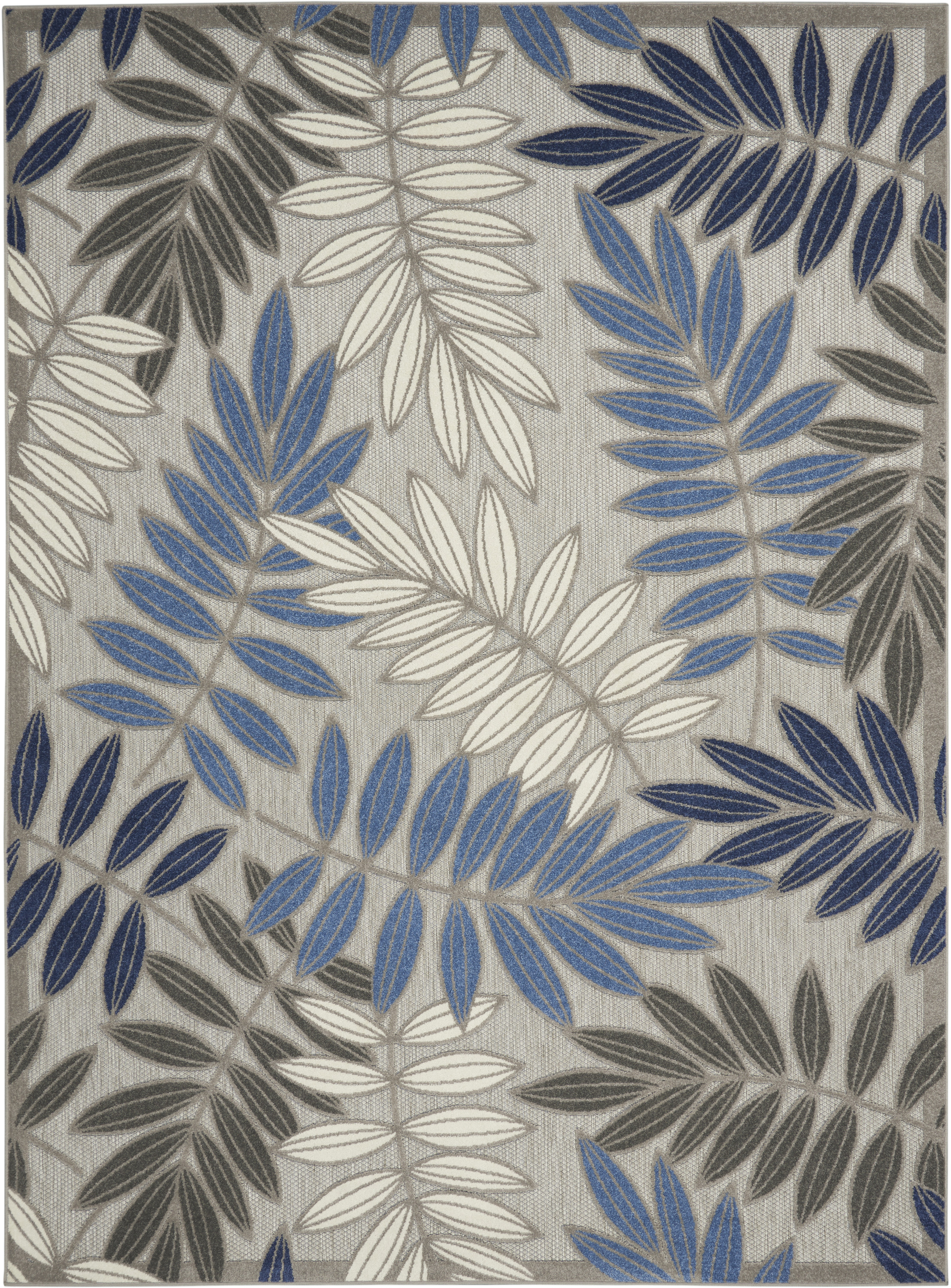 Nourison Aloha 6' x 9' Grey Blue Tropical Rug