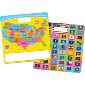 Smart Poly&reg; Educational Activity Busy Board, Dry Erase with Marker, 10-3/4" x 10-3/4", US Map/ State Flags