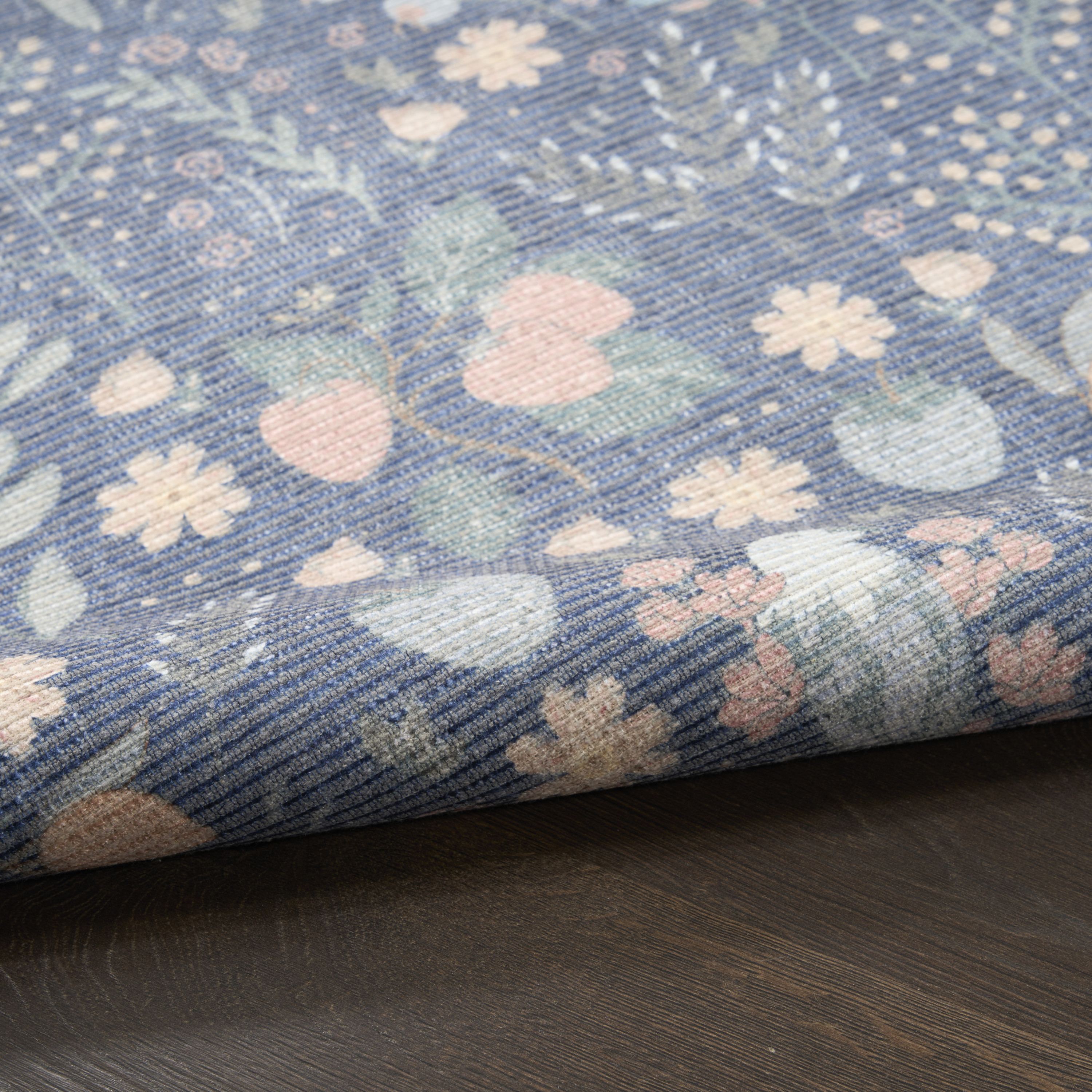 Nourison Botanical Washables 2' x 6' Blue Multicolor Modern Indoor Rug