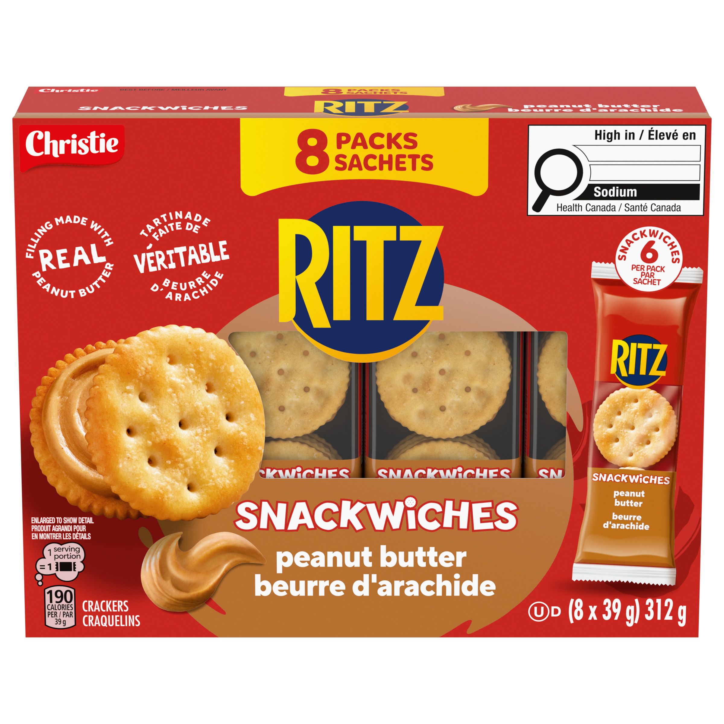 RITZ Peanut Butter Snackwiches, Filled Cracker Sandwiches 312g-0