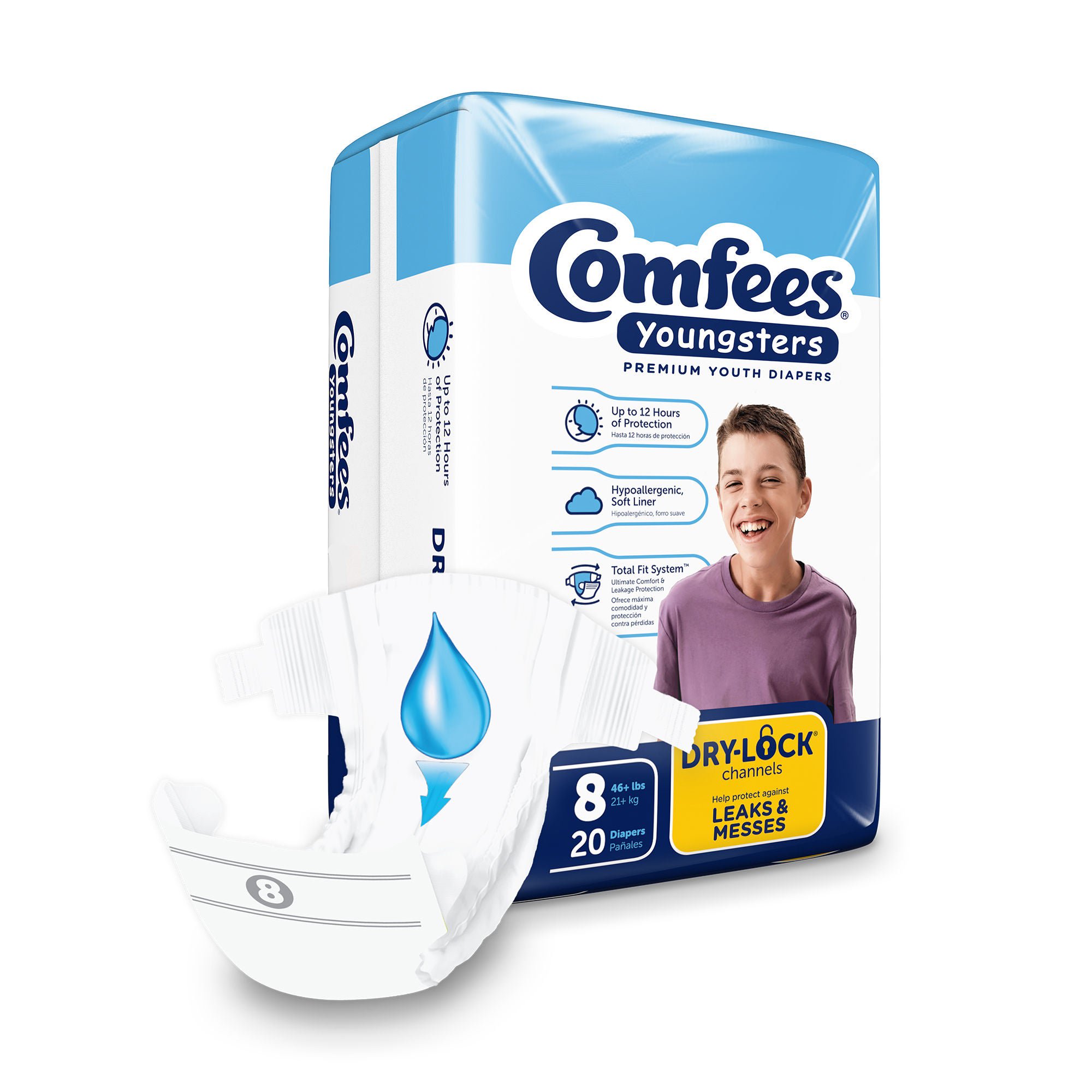 Comfees® Youngsters Premium Youth Diapers, Size 8