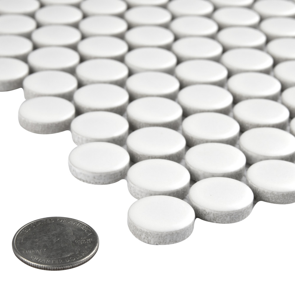 Metro Penny Matte White 9-3/4 in. x 11-1/2 in. Porcelain Mosaic Tile