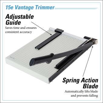 Dahle Vantage® 15e Trimmer InfoGraphic - Adjustable Guide