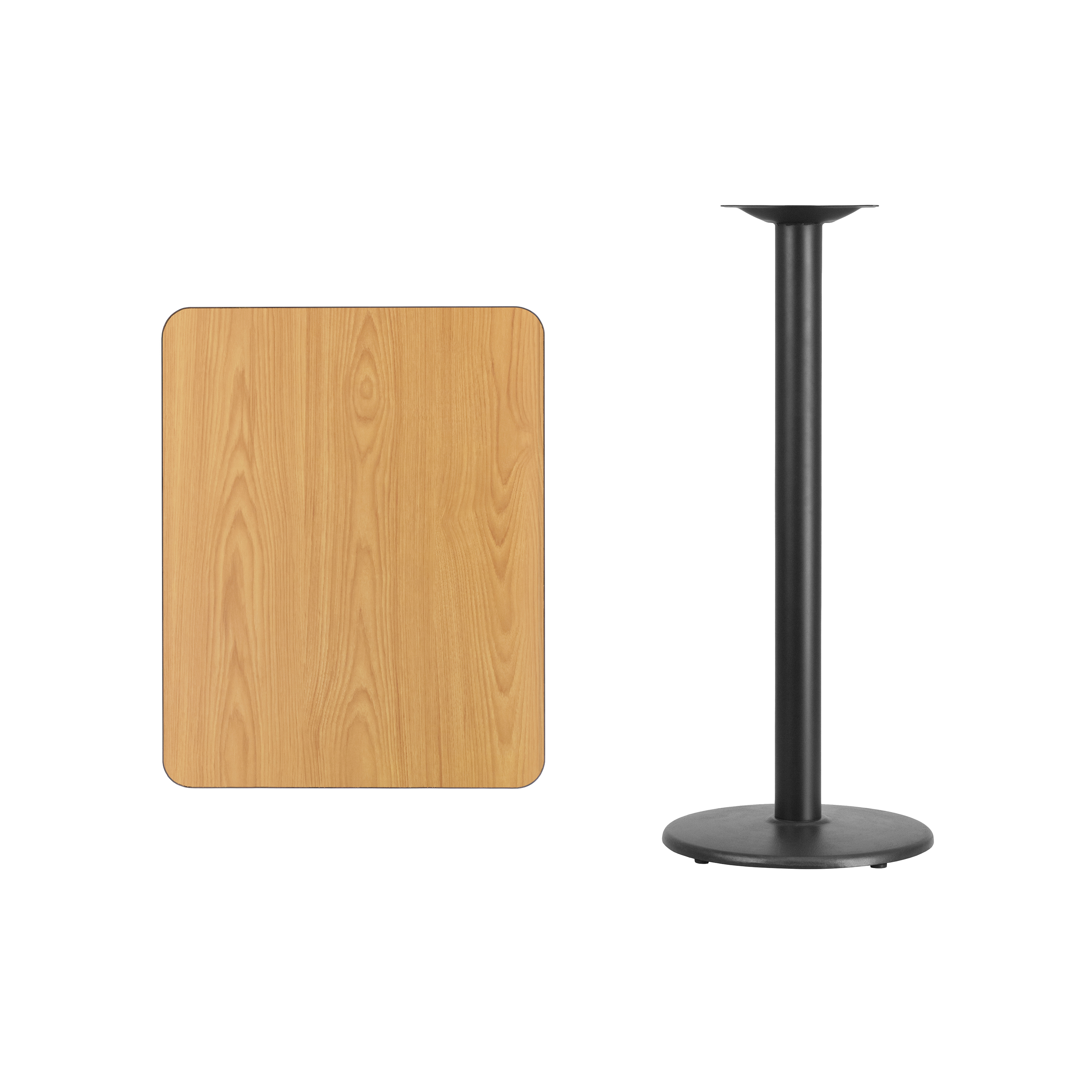Stiles 24'' x 30'' Gray Rectangular Laminate Table Top with Black 18" Round B... - Picture 13 of 35