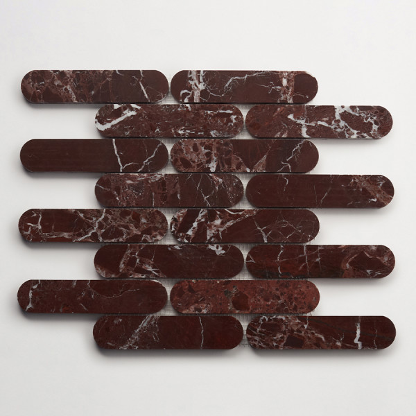 lapidary | oval petit mosaic sheet | rosso italiano 