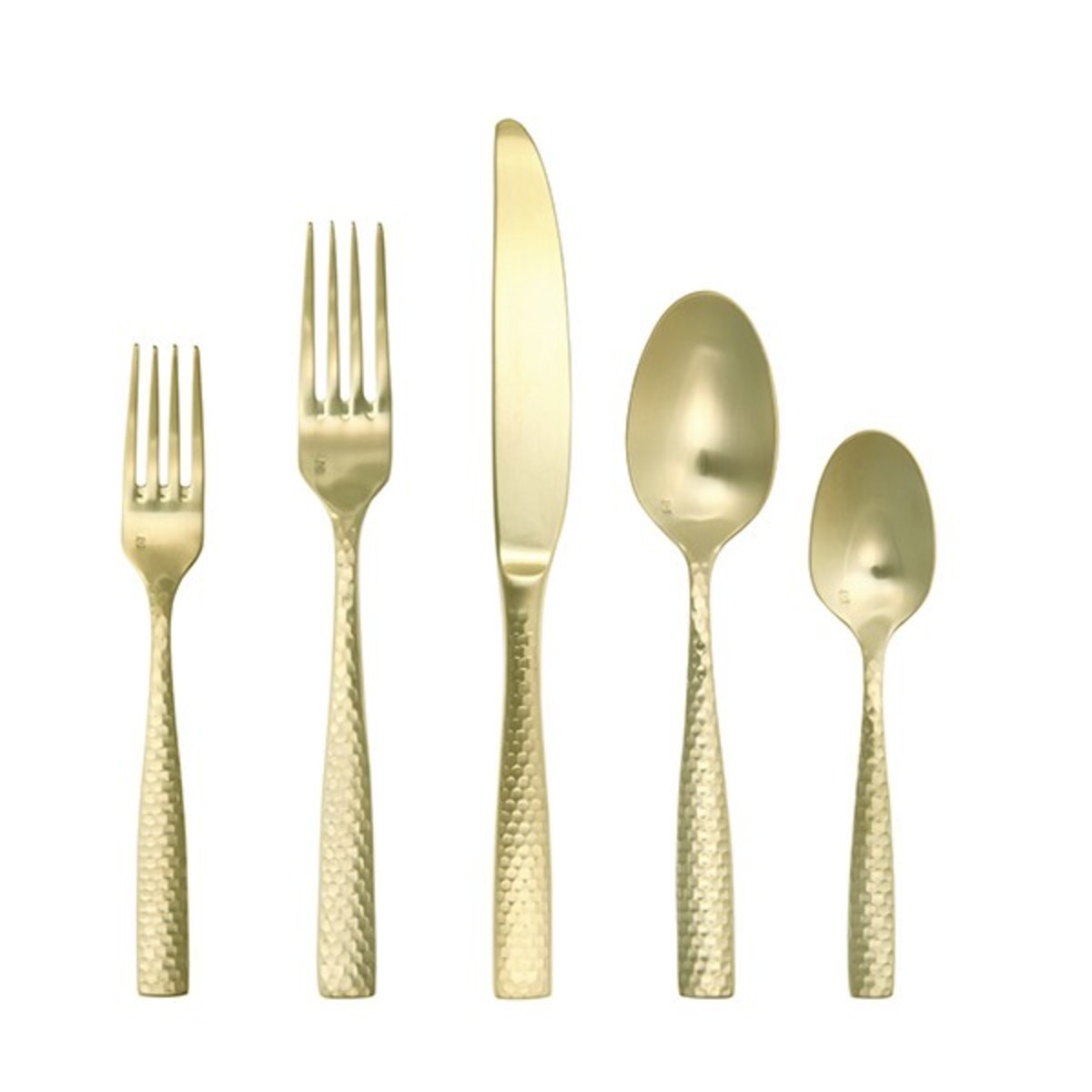 Lucca Faceted Brushed Gold 5pc Place Setting