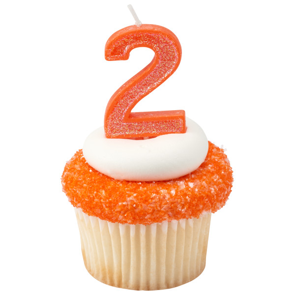 Mini Glitter Orange Numeral Candles