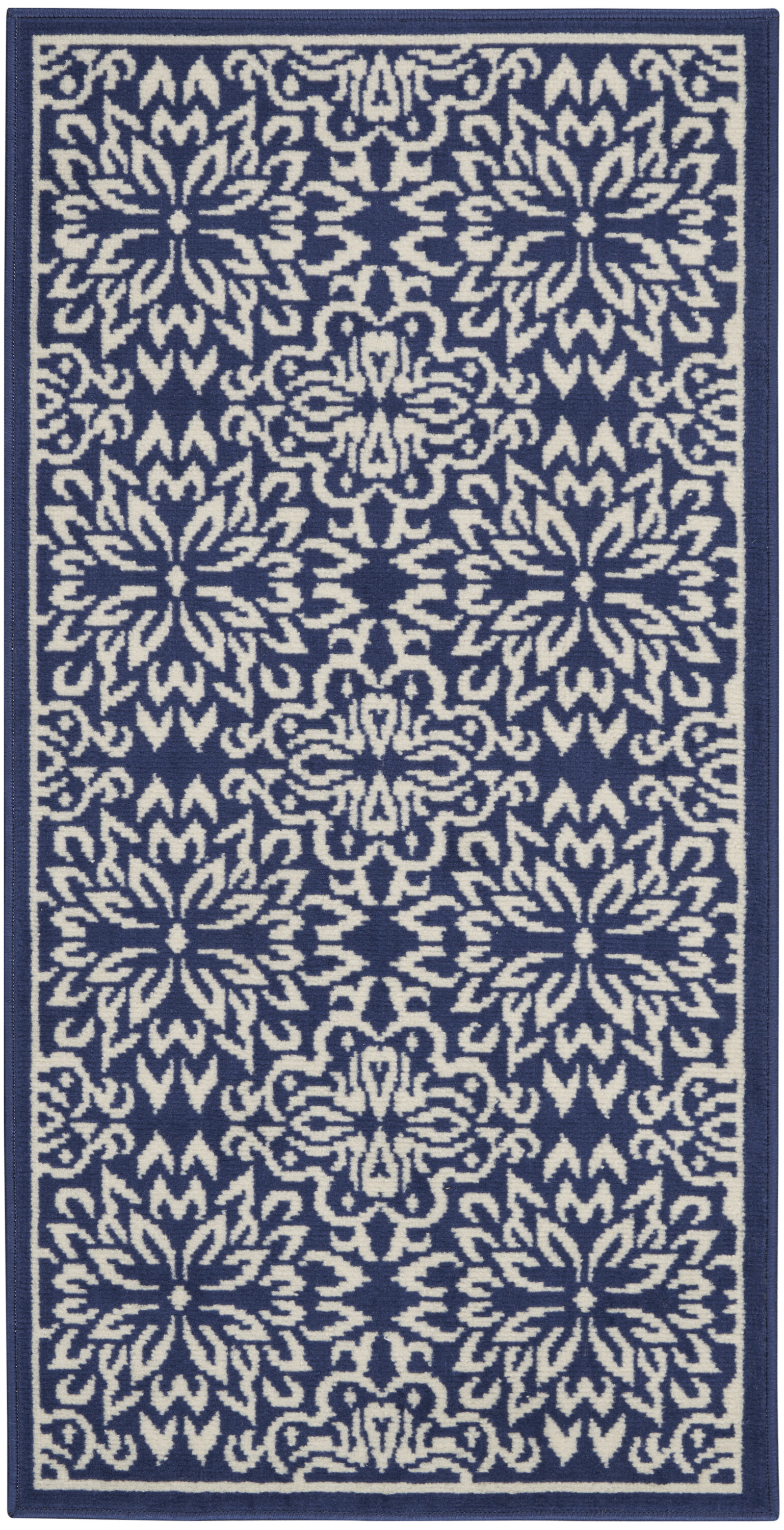 Nourison Jubilant 2' x 4' Navy Ivory Farmhouse Indoor Rug