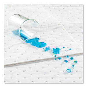 Hospeco, TaskBrand, Oil Only Sorbent Pad, White, 15" x 18", Light Duty, Melt Blown