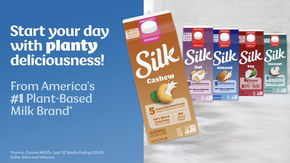 thumbnail video image 2 of Silk Dairy Free, Gluten Free, Unsweet Cashew Milk, Plant Based Milk Half Gallon, 64 fl oz, 2 of 15